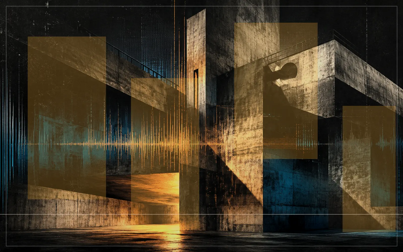 Arte editorial abstrata sobre concreto noturno e música de pista paulistana